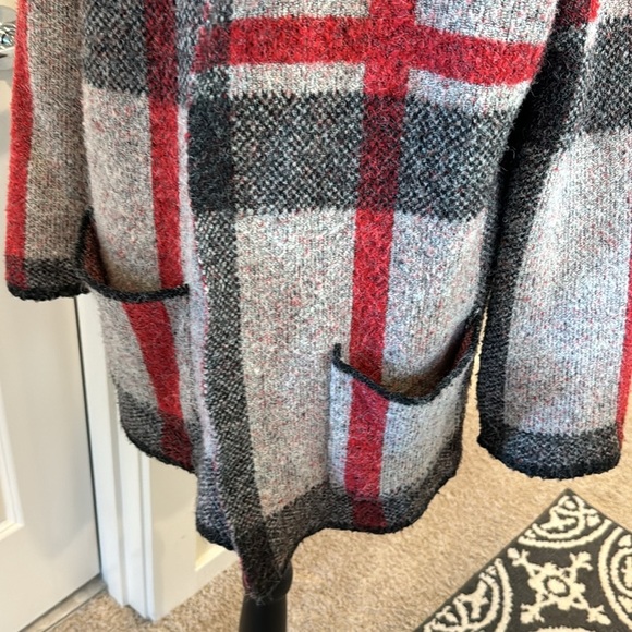 Joseph A Open Front Plaid Cardigan M - Picture 3 of 8